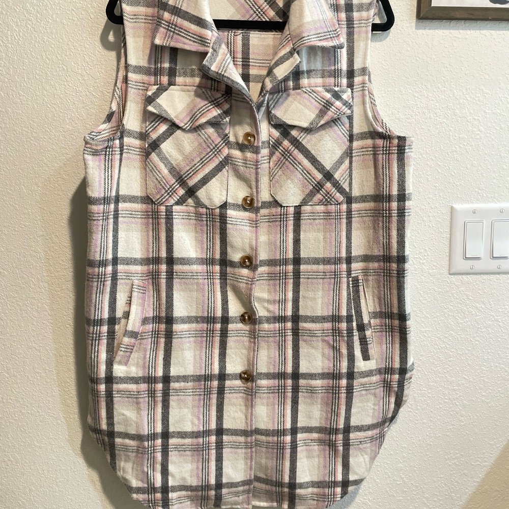 Coco + Carmen Pastel Plaid Vest